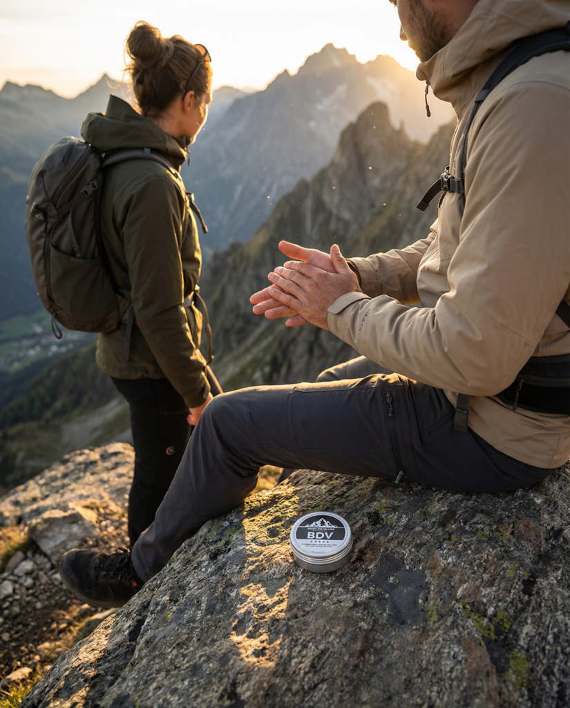 Baume des Vallées aux huiles végétales et Tea Tree – soin antibactérien pour pieds échauffés après randonnée