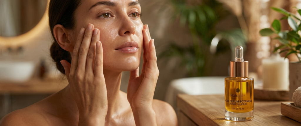 huile visage peau éclat application